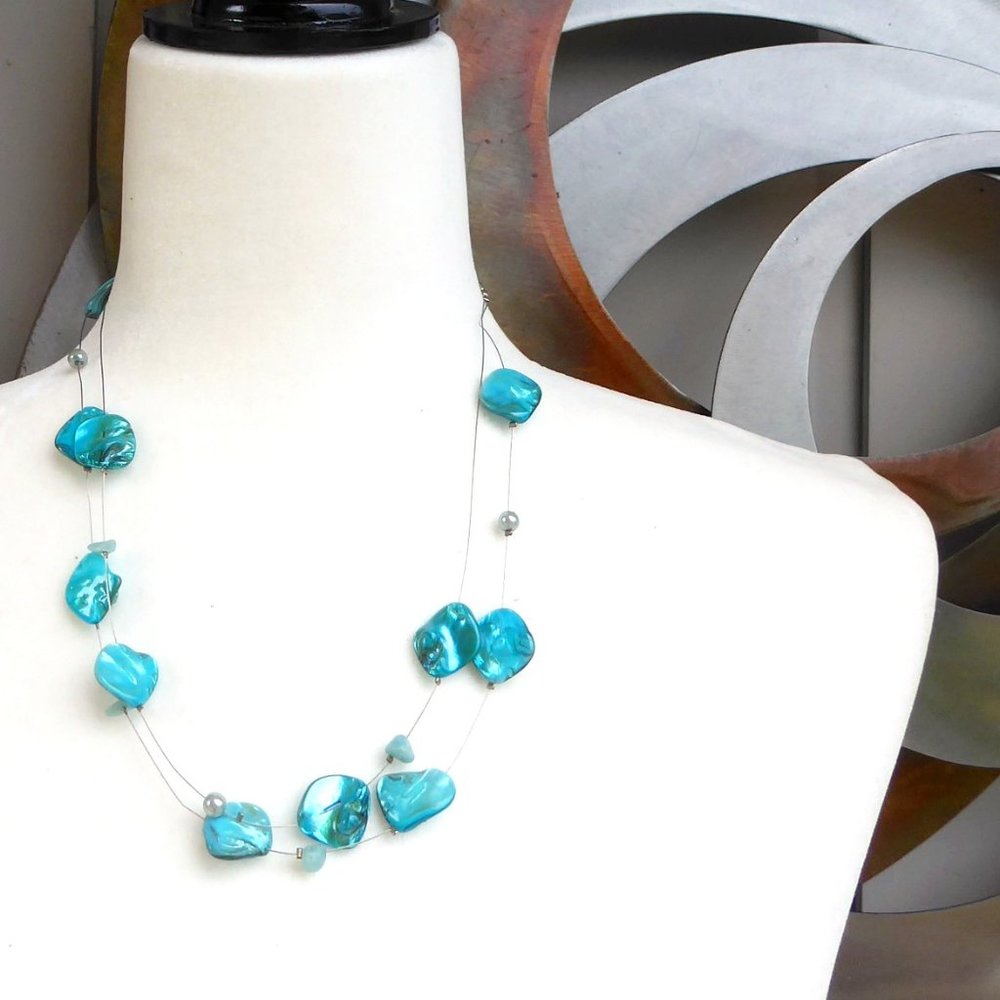 Delicate Turquoise 2 strand Shell Necklace